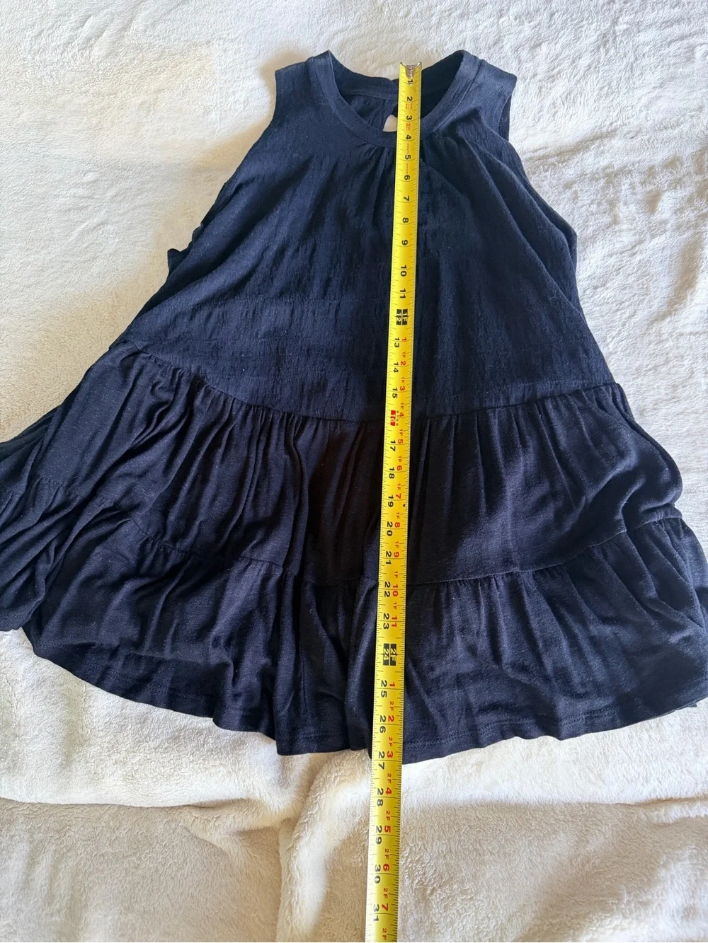 Free People Black Swing Tunic Mini Dress XS Tiered Keyhole Back